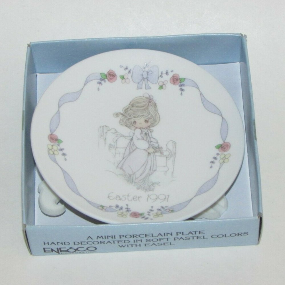Easter 1991 Precious Moments Mini Collector Display Plate Vintage Trinket Dish